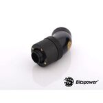 Bitspower G1/4" Matt Black Dual Rotary 45-Degree Compression Fitting For ID 3/8" OD 1/2" Tube