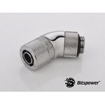 Bitspower G1/4 Silver Shining Dual Rotary 45-Degree Compression Fitting For ID8mm/OD11mm