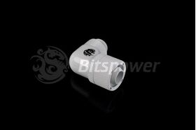 Bitspower G1/4" Deluxe White Dual Rotary 90-Degree Compression Fitting For ID 3/8" OD 5/8" Tube