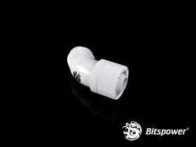 Bitspower G1/4" Deluxe White Dual Rotary 45-Degree Compression Fitting For ID 3/8" OD 5/8" Tube