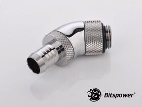 Bitspower G1/4 Silver Shining Dual Rotary 45-Degree 3/8" Fitting