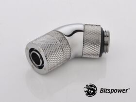 Bitspower G1/4 Silver Shining Dual Rotary 45-Degree Compression Fitting For ID8mm/OD11mm