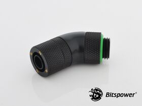 Bitspower G1/4 Matt Black Dual Rotary 45-Degree Compression Fitting For ID8mm/OD11mm