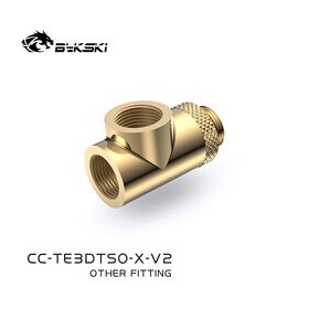 Bykski G1/4 Male - Rotary 2F T Fitting Gold