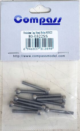Cap Head Stainless Bolts M3x22 (10)