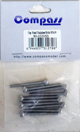 Cap Head Stainless Bolts M3x30 (10)